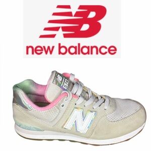 New Balance 574 Pink and Green Athletic Shoes